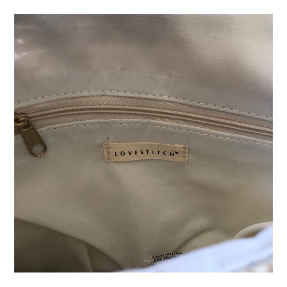 LoveStitch NIP Canary Islands Raffia Zig Zag Clutch Cream Pink Teal Navy Yellow - Picture 9 of 13